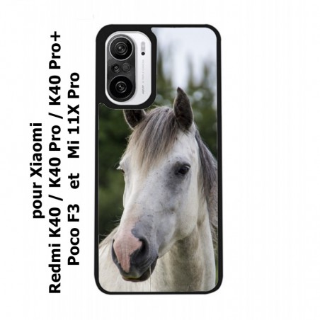 Coque noire pour Xiaomi Mi 11X Pro Coque cheval blanc - tête de cheval