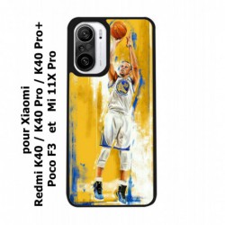 Coque noire pour Xiaomi Poco F3 Stephen Curry Golden State Warriors Shoot Basket