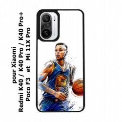 Coque noire pour Xiaomi Redmi K40 Stephen Curry Golden State Warriors dribble Basket