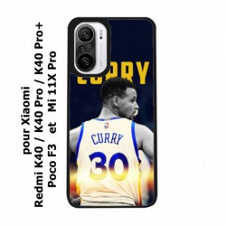 Coque noire pour Xiaomi Redmi K40 Pro et Pro+ Stephen Curry Golden State Warriors Basket 30