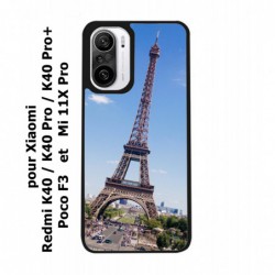 Coque noire pour Xiaomi Redmi K40 Pro et Pro+ Tour Eiffel Paris France