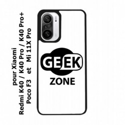 Coque noire pour Xiaomi Poco F3 Logo Geek Zone noir & blanc