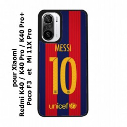Coque noire pour Xiaomi Poco F3 maillot 10 Lionel Messi FC Barcelone Foot