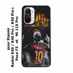 Coque noire pour Xiaomi Redmi K40 Lionel Messi 10 FC Barcelone Foot