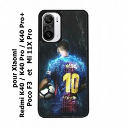 Coque noire pour Xiaomi Redmi K40 Lionel Messi FC Barcelone Foot