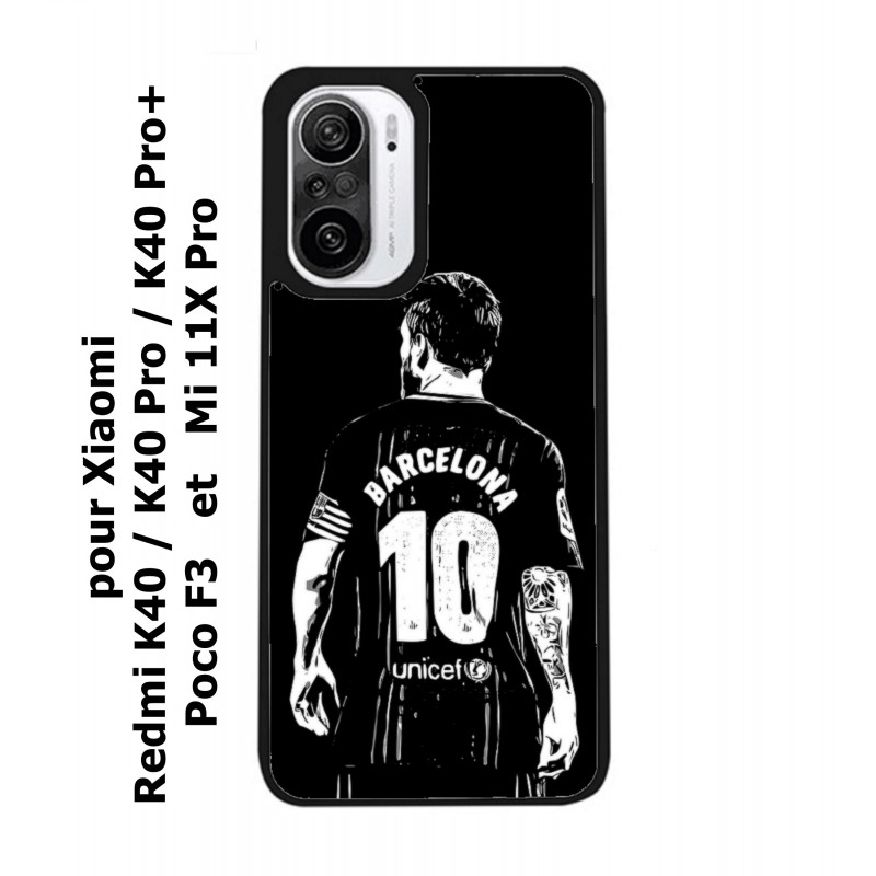Coque noire pour Xiaomi Redmi K40 Lionel Messi FC Barcelone Foot