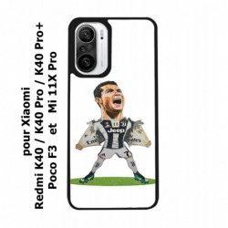 Coque noire pour Xiaomi Redmi K40 Pro et Pro+ Cristiano Ronaldo club foot Turin Football - Ronaldo super héros