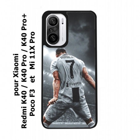 Coque noire pour Xiaomi Mi 11X Pro Cristiano Ronaldo club foot Turin Football stade