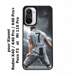 Coque noire pour Xiaomi Redmi K40 Pro et Pro+ Cristiano Ronaldo club foot Turin Football stade