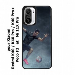 Coque noire pour Xiaomi Poco F3 Cristiano Ronaldo club foot Turin Football course ballon