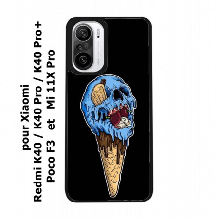 Coque noire pour Xiaomi Redmi K40 Pro et Pro+ Ice Skull - Crâne Glace - Cône Crâne - skull art