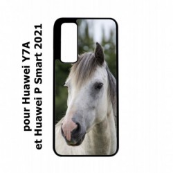 Coque noire pour Huawei Y7a Coque cheval blanc - tête de cheval