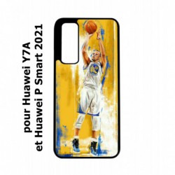 Coque noire pour Huawei P Smart 2021 Stephen Curry Golden State Warriors Shoot Basket