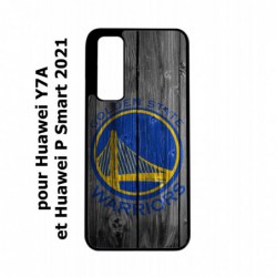 Coque noire pour Huawei P Smart 2021 Stephen Curry emblème Golden State Warriors Basket fond bois