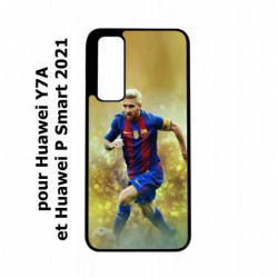 Coque noire pour Huawei Y7a Lionel Messi FC Barcelone Foot fond jaune