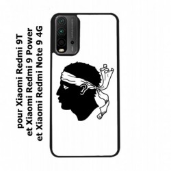 Coque noire pour Xiaomi Redmi 9 Power Drapeau Corse Emblème - Écusson Corse Tête de Maure