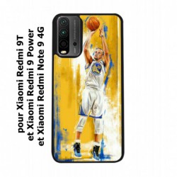 Coque noire pour Xiaomi Redmi Note 9 4G Stephen Curry Golden State Warriors Shoot Basket