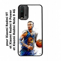 Coque noire pour Xiaomi Redmi 9T Stephen Curry Golden State Warriors dribble Basket