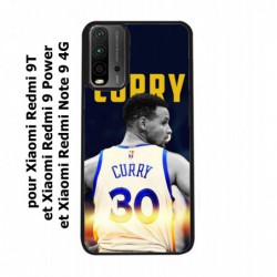Coque noire pour Xiaomi Redmi Note 9 4G Stephen Curry Golden State Warriors Basket 30