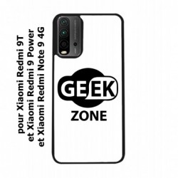Coque noire pour Xiaomi Redmi 9T Logo Geek Zone noir & blanc
