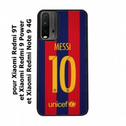 Coque noire pour Xiaomi Redmi 9T maillot 10 Lionel Messi FC Barcelone Foot