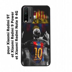 Coque noire pour Xiaomi Redmi 9T Lionel Messi 10 FC Barcelone Foot