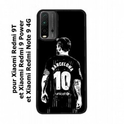 Coque noire pour Xiaomi Redmi 9T Lionel Messi FC Barcelone Foot