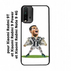 Coque noire pour Xiaomi Redmi 9 Power Cristiano Ronaldo club foot Turin Football - Ronaldo super héros