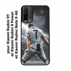Coque noire pour Xiaomi Redmi 9 Power Cristiano Ronaldo club foot Turin Football stade
