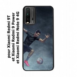 Coque noire pour Xiaomi Redmi Note 9 4G Cristiano Ronaldo club foot Turin Football course ballon
