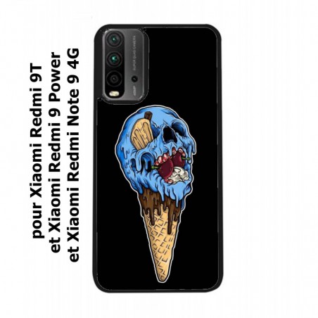 Coque noire pour Xiaomi Redmi 9 Power Ice Skull - Crâne Glace - Cône Crâne - skull art