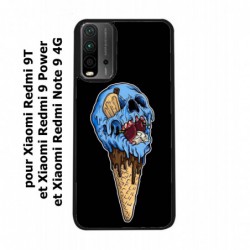 Coque noire pour Xiaomi Redmi Note 9 4G Ice Skull - Crâne Glace - Cône Crâne - skull art