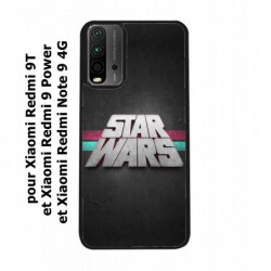Coque noire pour Xiaomi Redmi 9T logo Stars Wars fond gris - légende Star Wars