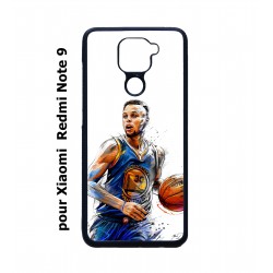 Coque noire pour Xiaomi Redmi Note 9 Stephen Curry Golden State Warriors dribble Basket