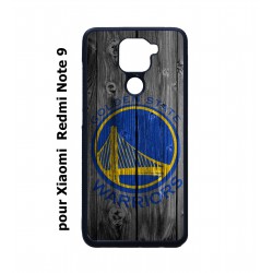 Coque noire pour Xiaomi Redmi Note 9 Stephen Curry emblème Golden State Warriors Basket fond bois