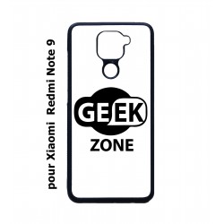 Coque noire pour Xiaomi Redmi Note 9 Logo Geek Zone noir & blanc