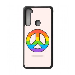 Coque noire pour Xiaomi Redmi Note 9 Peace and Love LGBT - couleur arc en ciel