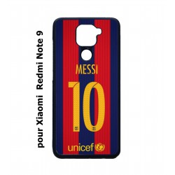 Coque noire pour Xiaomi Redmi Note 9 maillot 10 Lionel Messi FC Barcelone Foot