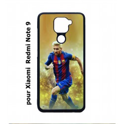Coque noire pour Xiaomi Redmi Note 9 Lionel Messi FC Barcelone Foot fond jaune