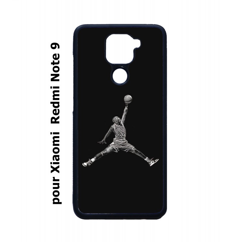 Coque noire pour Xiaomi Redmi Note 9 Michael Jordan 23 shoot Chicago Bulls Basket