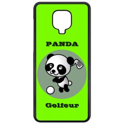 Coque noire pour Xiaomi Redmi Note 9 Panda golfeur - sport golf - panda mignon