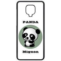 Coque noire pour Xiaomi Redmi Note 9 Panda tout mignon