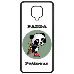 Coque noire pour Xiaomi Redmi Note 9 Panda patineur patineuse - sport patinage