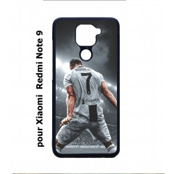 Coque noire pour Xiaomi Redmi Note 9 Cristiano Ronaldo club foot Turin Football stade