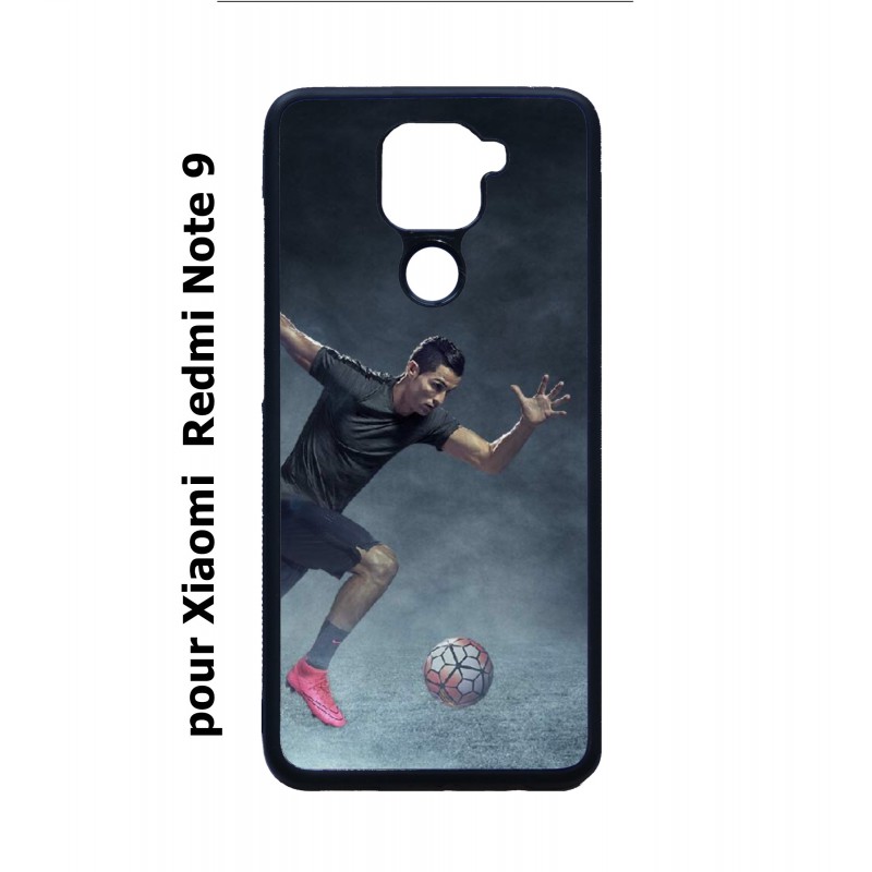 Coque noire pour Xiaomi Redmi Note 9 Cristiano Ronaldo club foot Turin Football course ballon