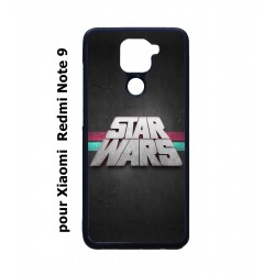 Coque noire pour Xiaomi Redmi Note 9 logo Stars Wars fond gris - légende Star Wars