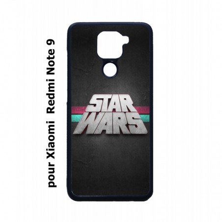 Coque noire pour Xiaomi Redmi Note 9 logo Stars Wars fond gris - légende Star Wars