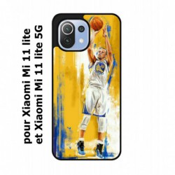 Coque noire pour Xiaomi Mi 11 lite - Mi 11 lite 5G Stephen Curry Golden State Warriors Shoot Basket