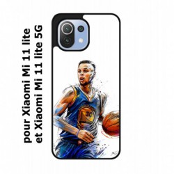 Coque noire pour Xiaomi Mi 11 lite - Mi 11 lite 5G Stephen Curry Golden State Warriors dribble Basket