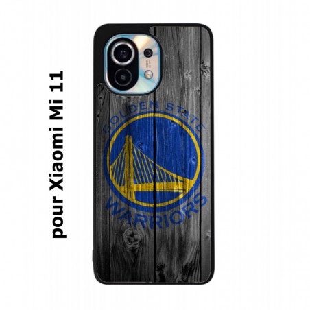 Coque noire pour Xiaomi Mi 11 Stephen Curry emblème Golden State Warriors Basket fond bois